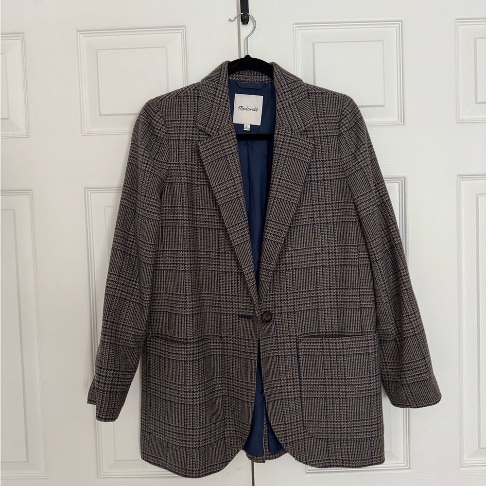 Madewell Plaid Blazer - Brown and Black